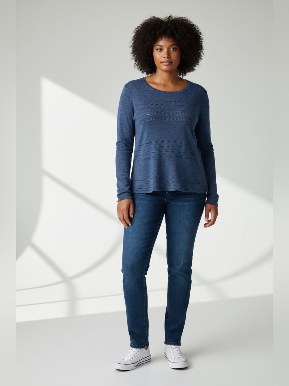 Torrid Long Sleeve Pointelle Sweater // Blue // 00
